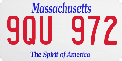 MA license plate 9QU972