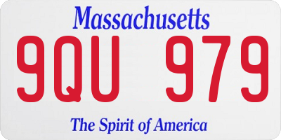 MA license plate 9QU979