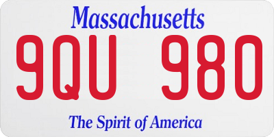MA license plate 9QU980