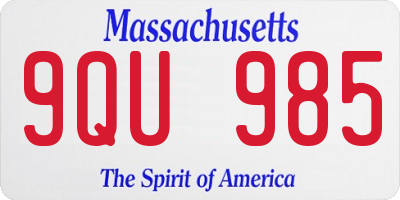 MA license plate 9QU985