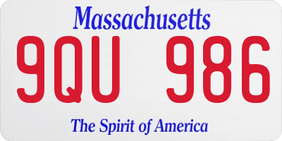MA license plate 9QU986