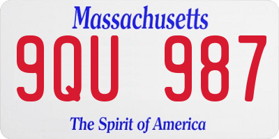 MA license plate 9QU987