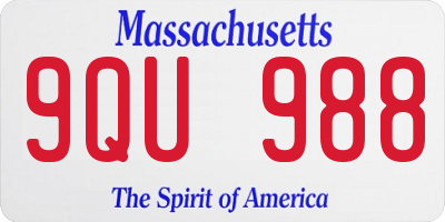 MA license plate 9QU988
