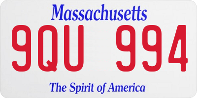 MA license plate 9QU994