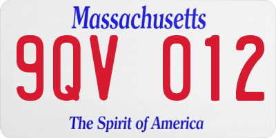MA license plate 9QV012