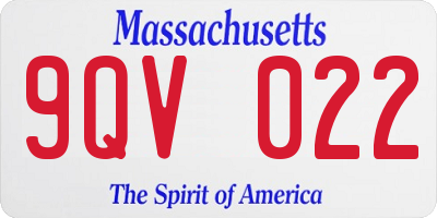 MA license plate 9QV022
