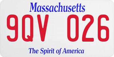 MA license plate 9QV026