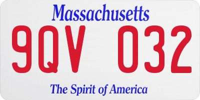 MA license plate 9QV032