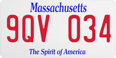 MA license plate 9QV034