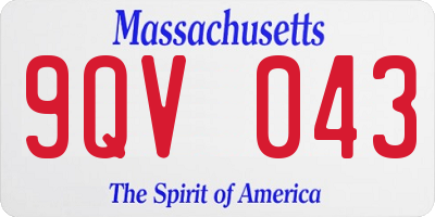 MA license plate 9QV043