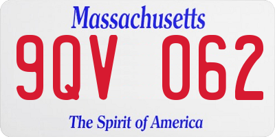 MA license plate 9QV062