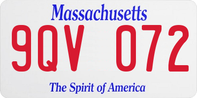 MA license plate 9QV072