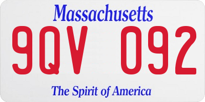 MA license plate 9QV092