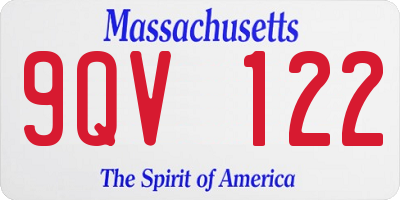 MA license plate 9QV122