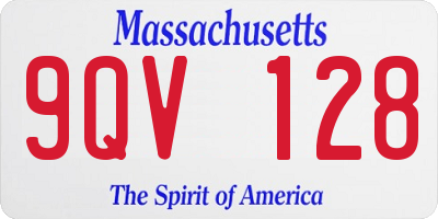 MA license plate 9QV128