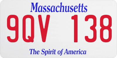 MA license plate 9QV138