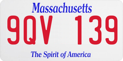 MA license plate 9QV139