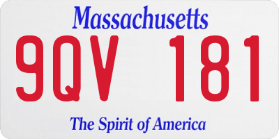 MA license plate 9QV181