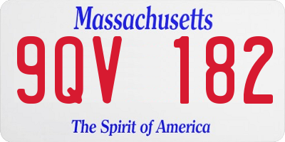 MA license plate 9QV182