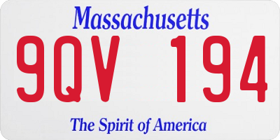 MA license plate 9QV194