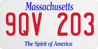MA license plate 9QV203