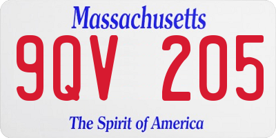 MA license plate 9QV205
