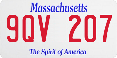 MA license plate 9QV207
