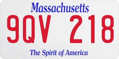 MA license plate 9QV218
