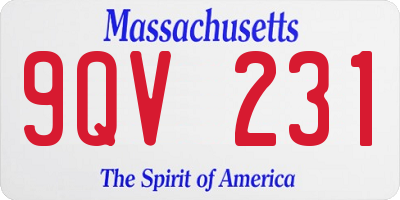 MA license plate 9QV231