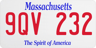 MA license plate 9QV232