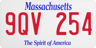 MA license plate 9QV254