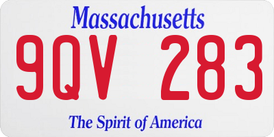 MA license plate 9QV283
