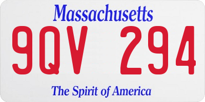 MA license plate 9QV294