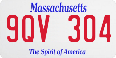 MA license plate 9QV304