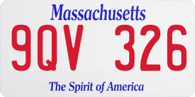 MA license plate 9QV326
