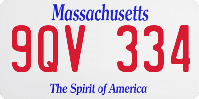 MA license plate 9QV334