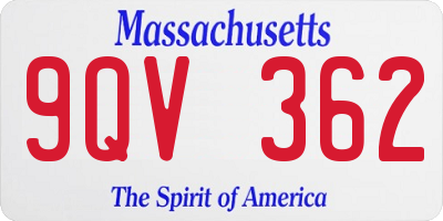 MA license plate 9QV362