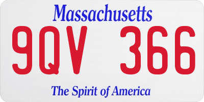 MA license plate 9QV366