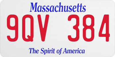 MA license plate 9QV384