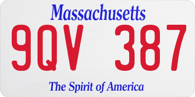 MA license plate 9QV387
