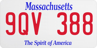 MA license plate 9QV388
