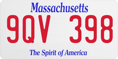 MA license plate 9QV398