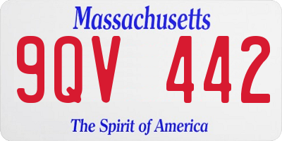 MA license plate 9QV442