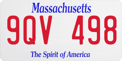 MA license plate 9QV498