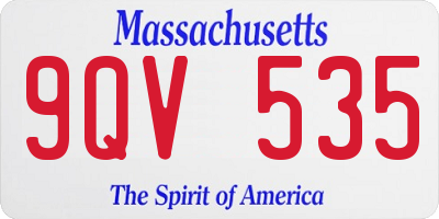 MA license plate 9QV535
