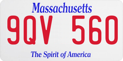 MA license plate 9QV560