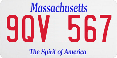 MA license plate 9QV567