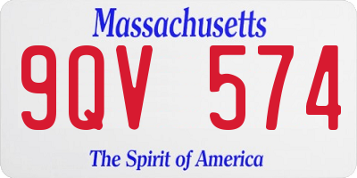 MA license plate 9QV574