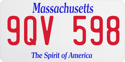 MA license plate 9QV598