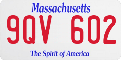 MA license plate 9QV602